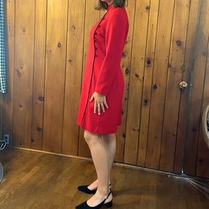 Evan Picone Red Kneelength Dress (Cheongsam-esque)